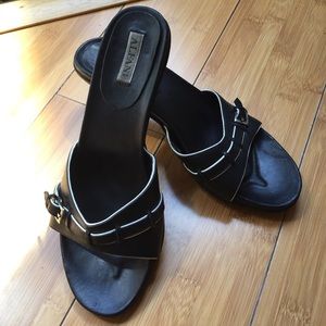 Vintage Alfani black buckle slip on heels